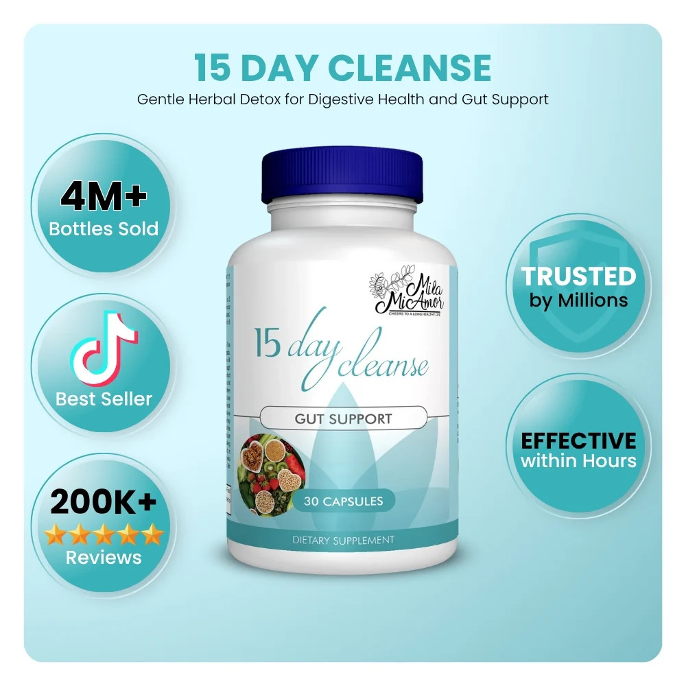 15 Day Cleanse – Gut and Colon Support | Advanced Formula | NonGMO | 30 capsules