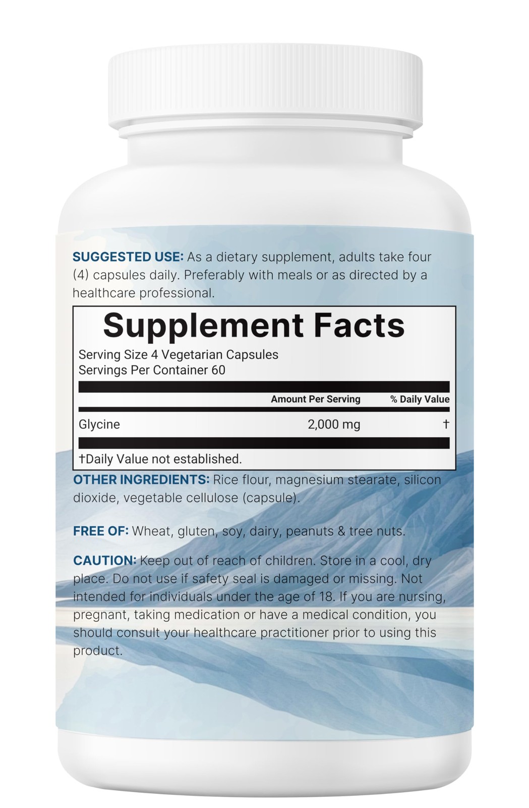 Glycine 2,000mg Per Serving, 240 Veggie Capsules | Free 240 Count (Pack of 1)