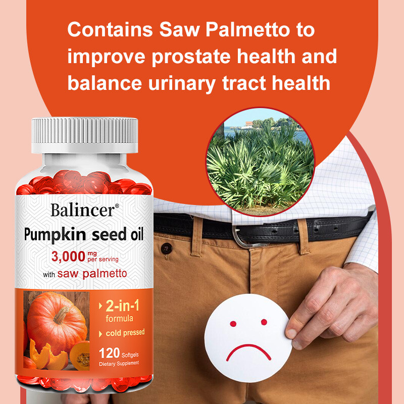 Pumpkin Seed Oil Softgels,3000mg Urinary Tract Brain Heart Wellness, 120 Count