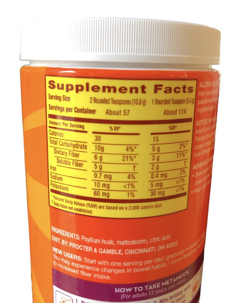 Metamucil Fiber Supplement Original Smooth Powder no added sweeteners 23.3oz