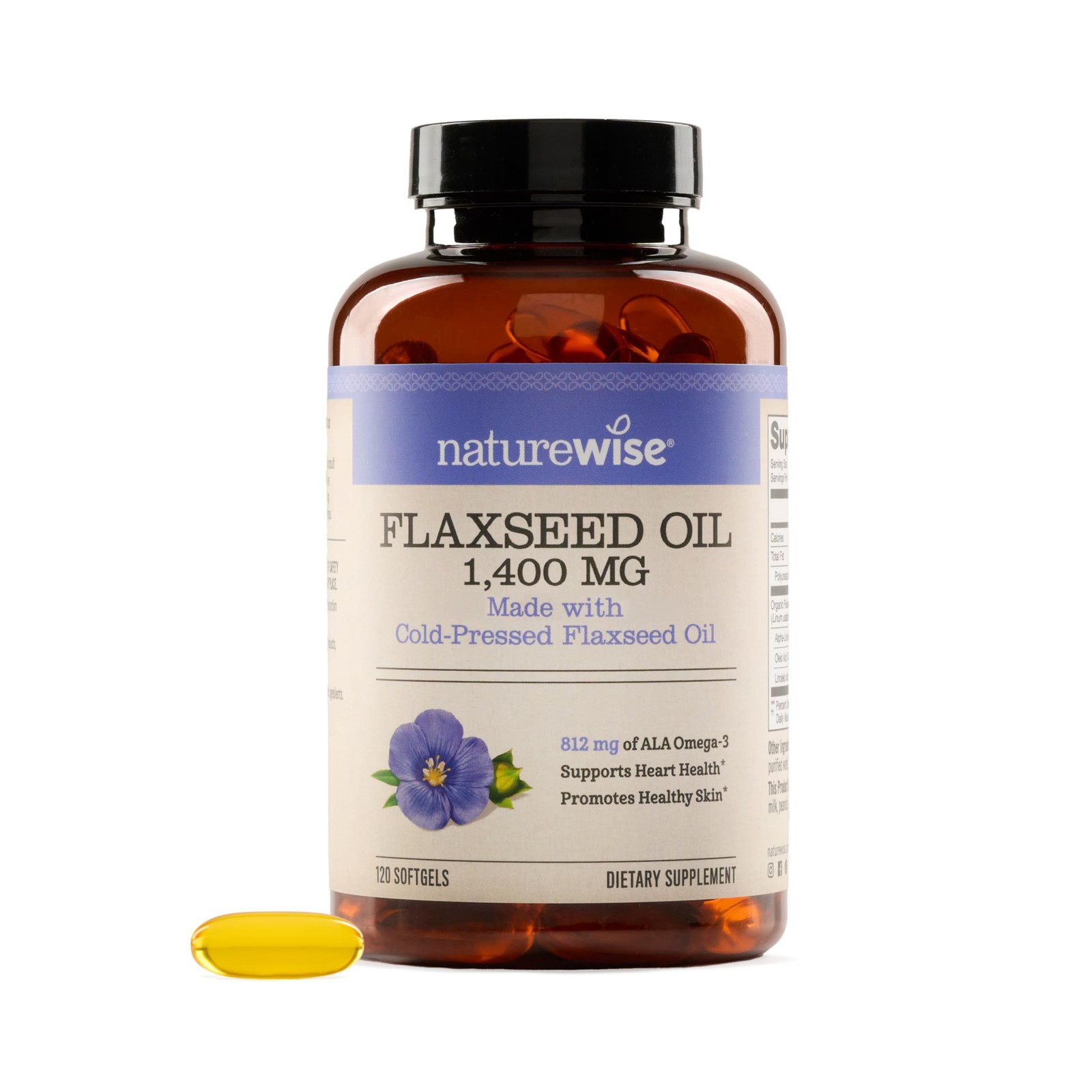 NatureWise Flaxseed Oil 1400 mg, Fish Free, High 120 Count (Pack of 1)