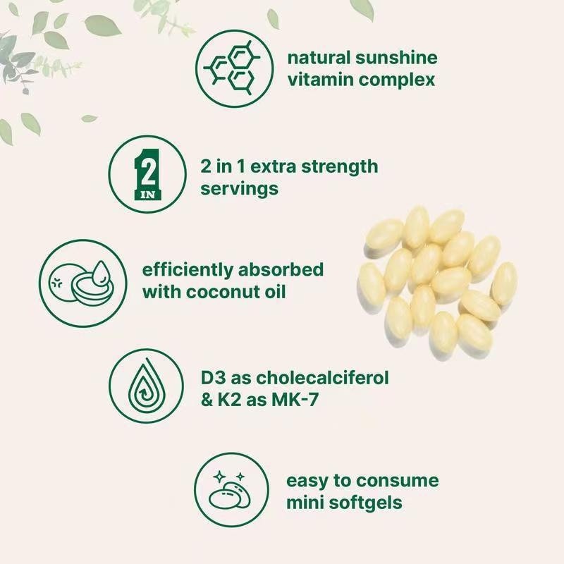 10,000iu D3 + 200 MCG Vitamin D3 K2 Capsules