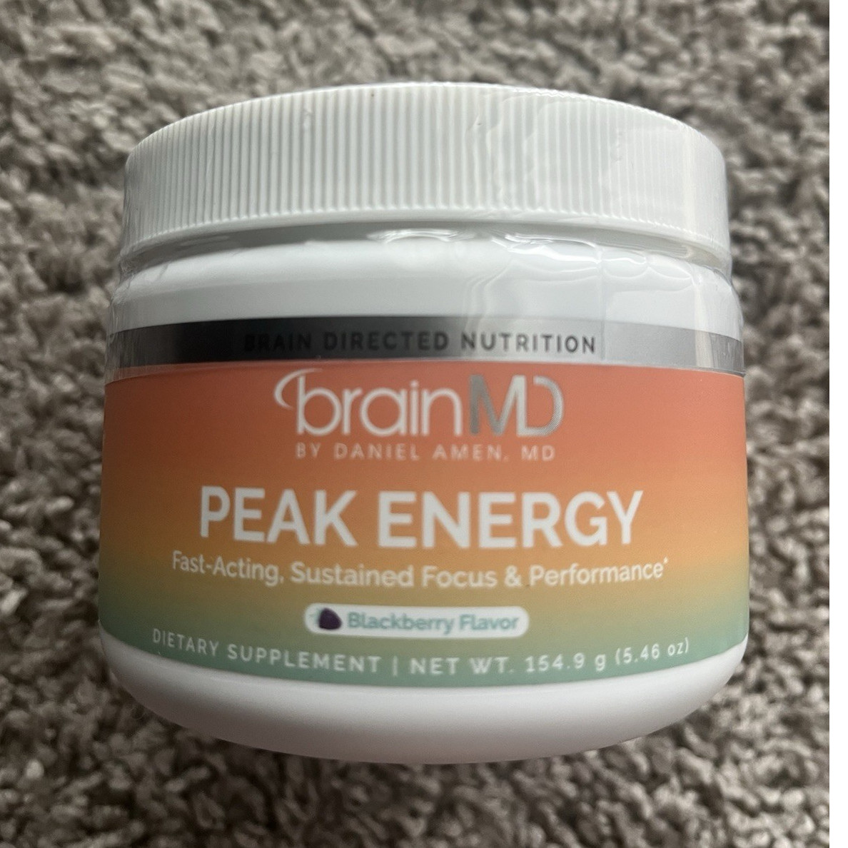 brainMD Peak Energy Support Dietary Supplement Powder Blackberry Flavor 5.46 oz