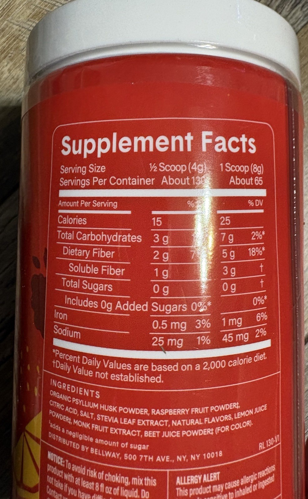 Bellway Super Fiber + Fruit Psyllium Husk Raspberry Lemon 18 oz NEW/SEALED