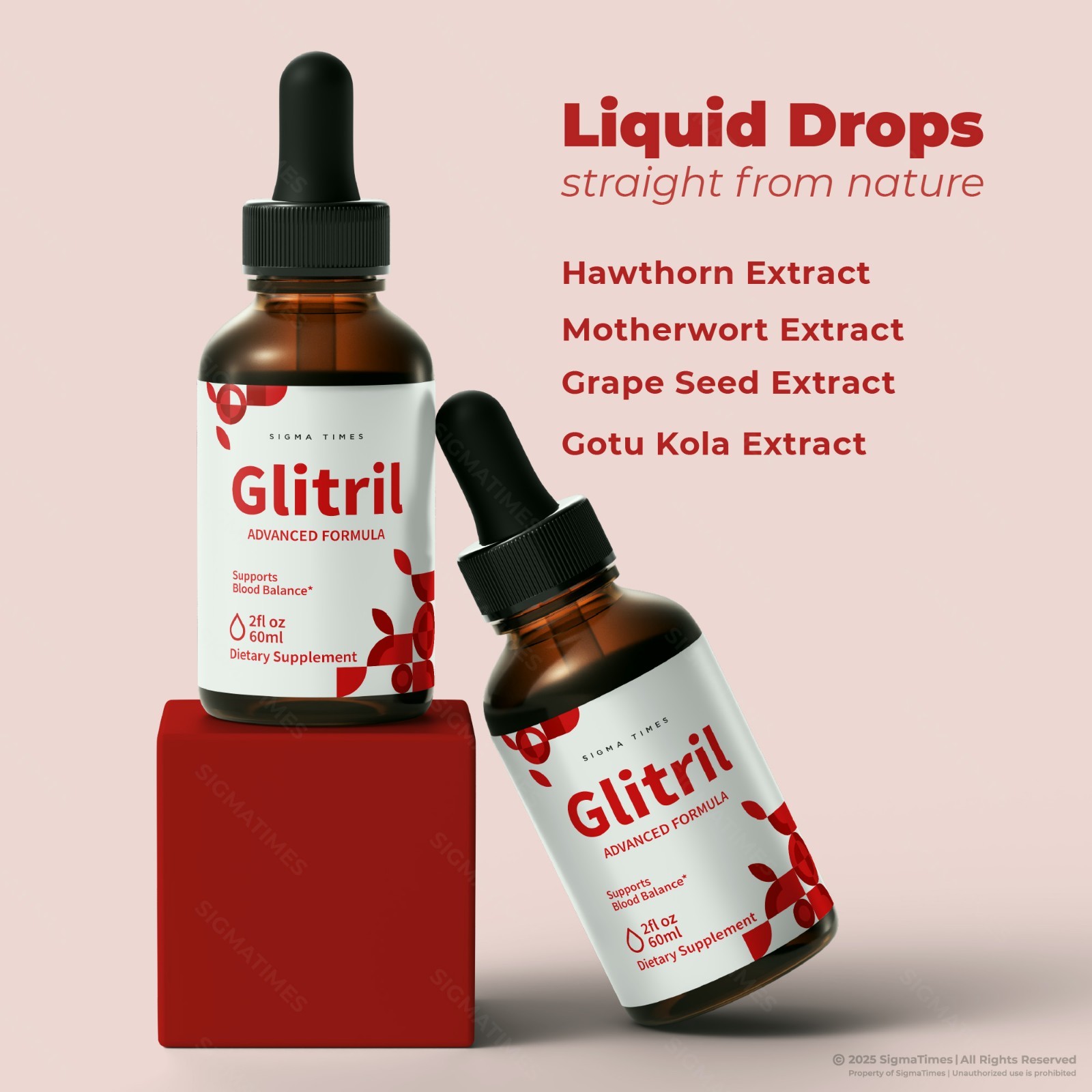 Glitril Drops – Blood Support, Balance & Circulation Liquid Supplement – 5 Pack