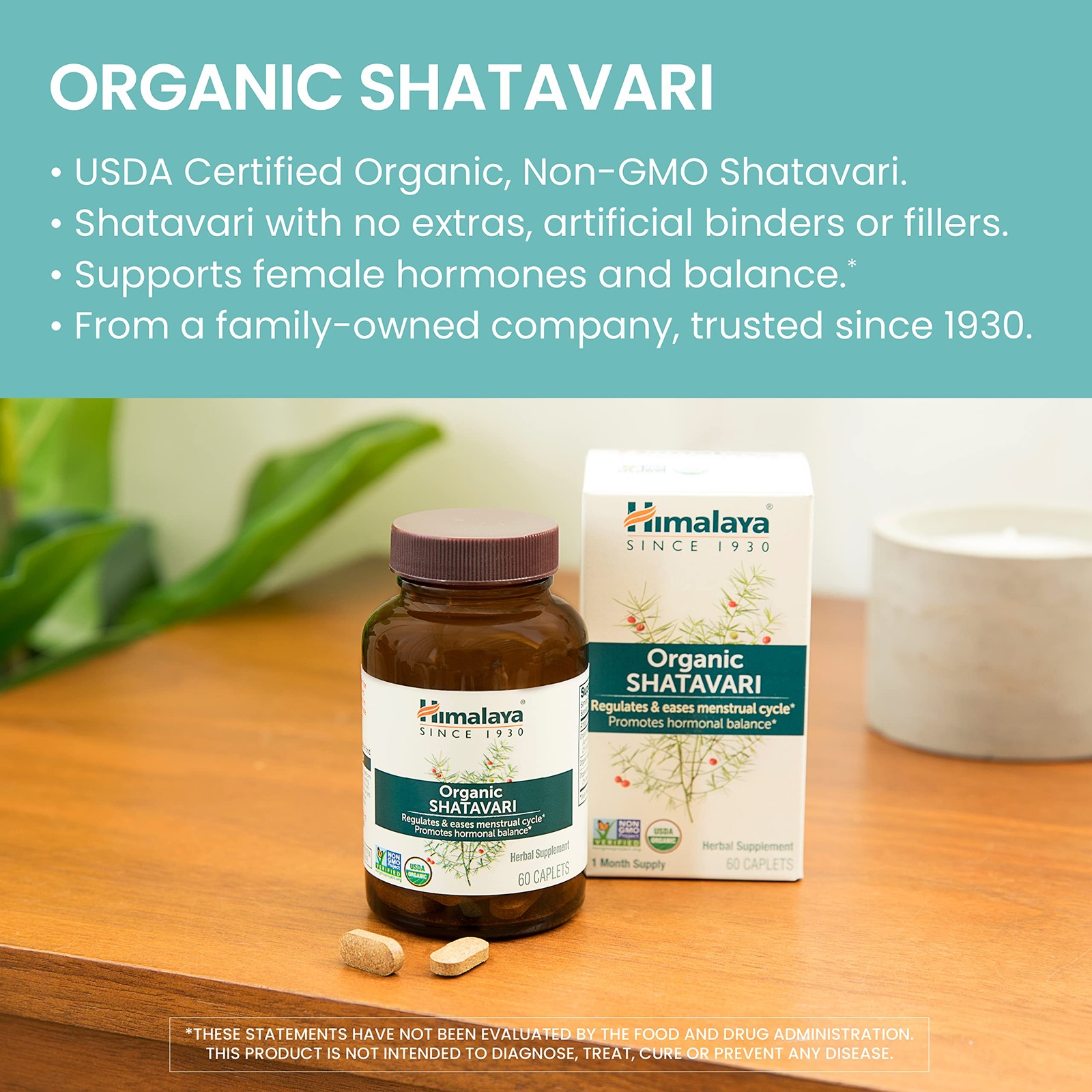 Himalaya USDA Organic Shatavari Capsules – 60 Count (Pack of 1), Multicolour