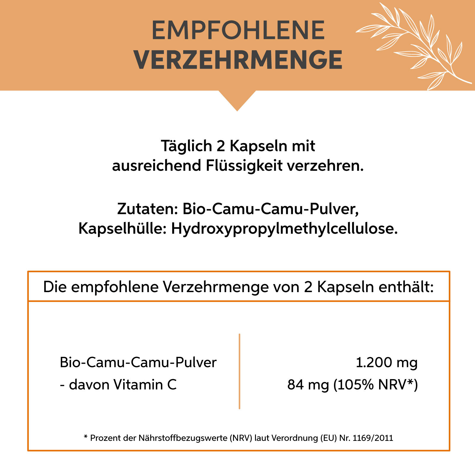 Natural Organic Vitamin C Capsules from Camu Camu | High Dose 1200mg Daily Dose