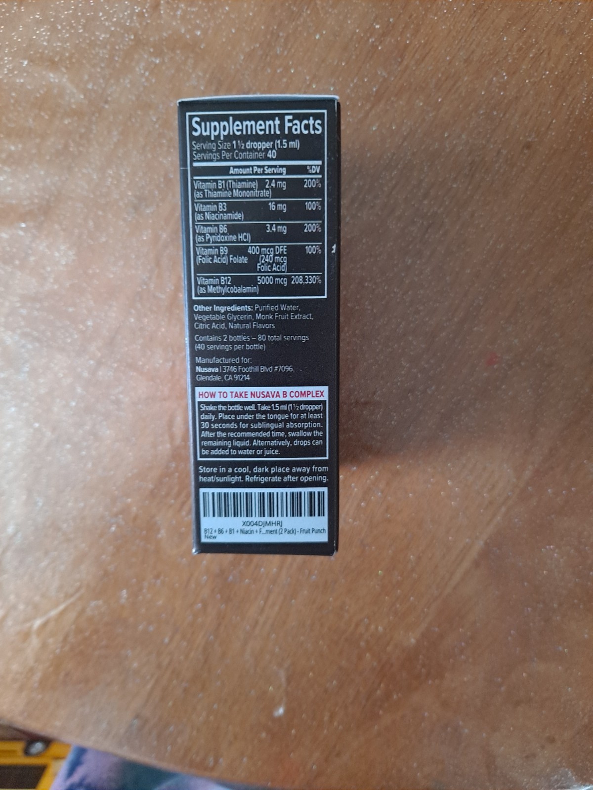 Nusava Vegan Vitamin B Complex Liquid B12 B6 B1 Niacin Folate Strawberry 60ml
