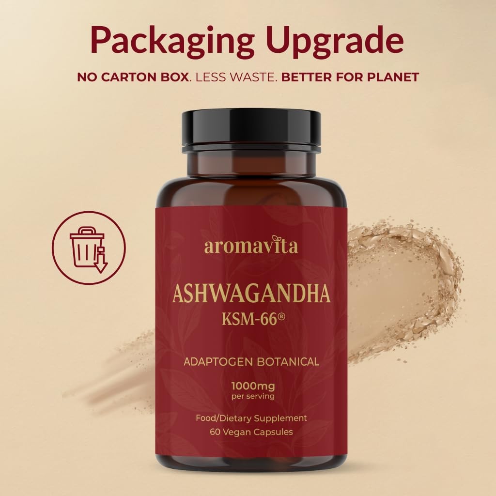 AROMAVITA Ashwagandha Capsules – KSM-66® 1000mg Daily 1 Count (Pack of 1)