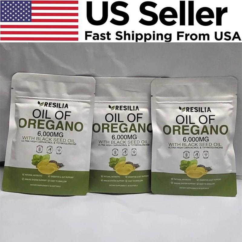 5Pack Resilia Oil of Oregano 6000mg with Black Seed Oil Softgels – 60 Capsules
