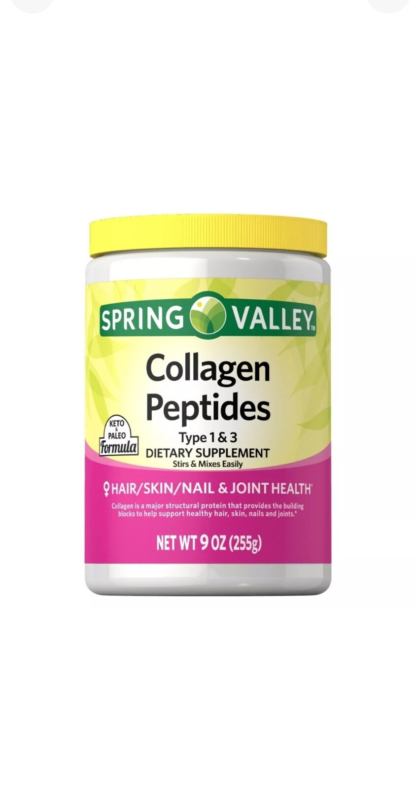 Spring Valley Collagen Peptides Powder Type. 1 & 3 , 9.oz Exp:10/2026
