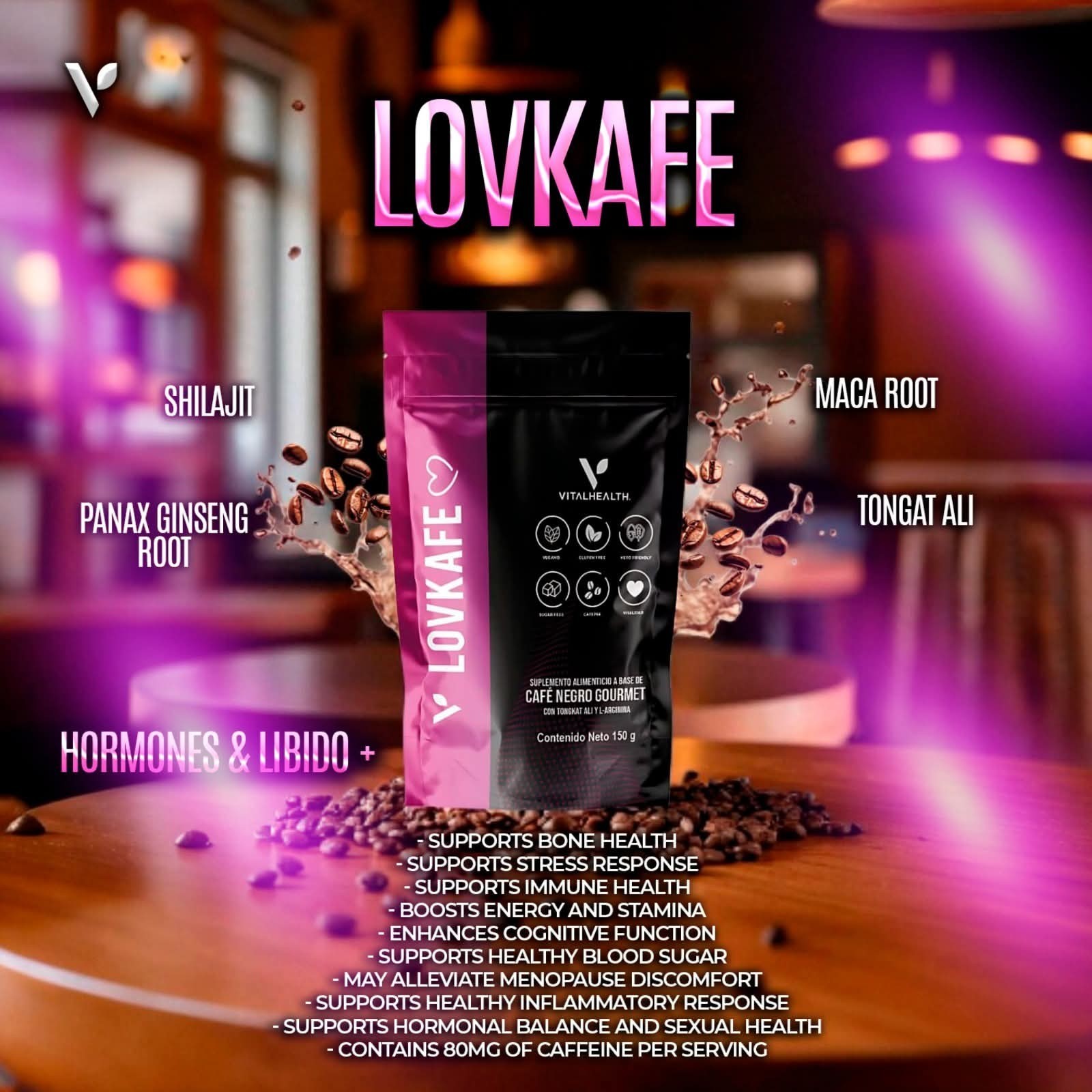 V-LovKafe Coffee Blend Powered by Adaptogens- New! Vital Health Exp 3/2027