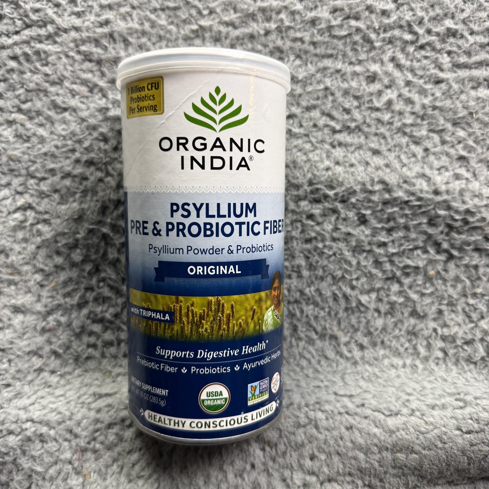 Organic India Psyllium Pre & Probiotic Fiber 10oz Original Digestive Support New