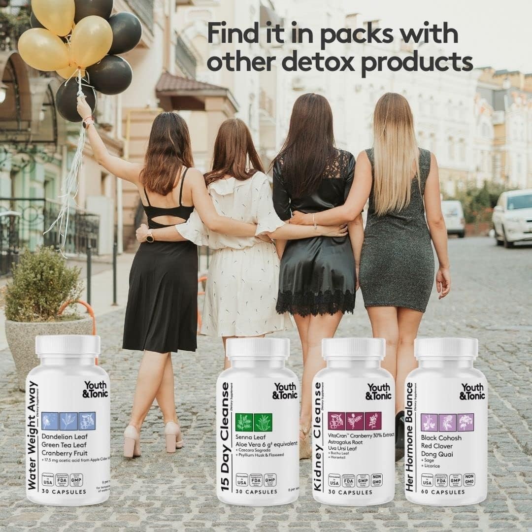 Youth & Tonic Natural Water Weight Away Pills for Swelling Retention &…