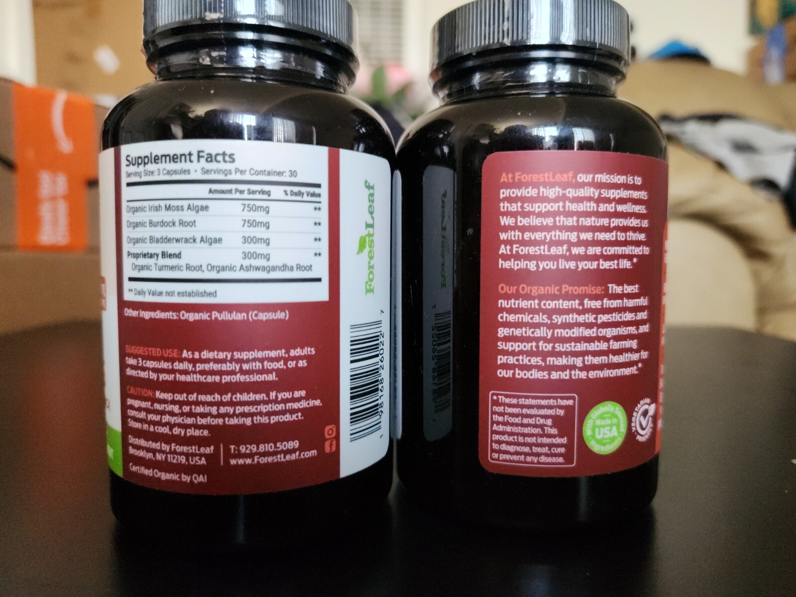 2 PACK ForestLeaf Organic Sea Moss Bladderwrack Burdock Root 180 Veg Cap USAMADE
