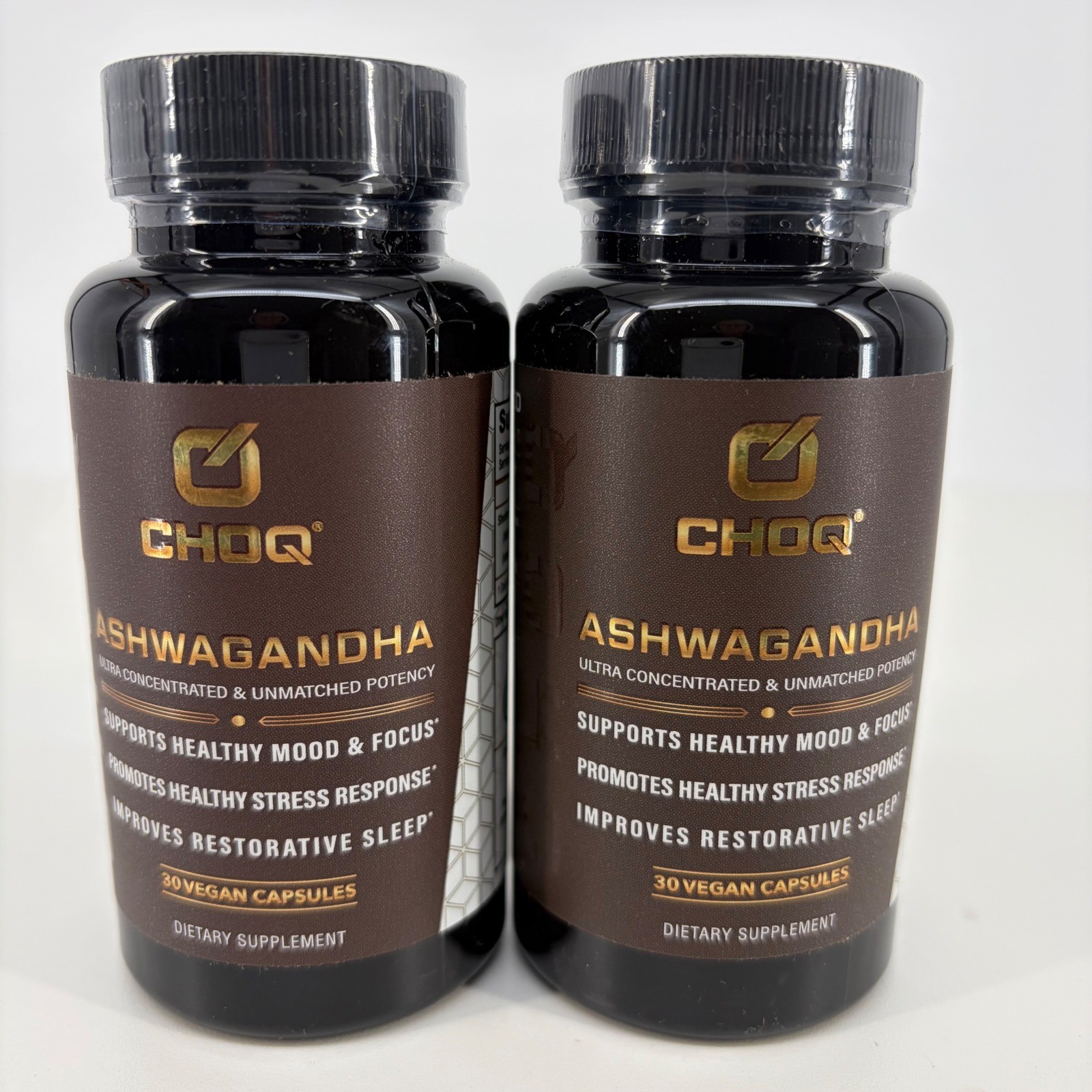 CHOQ Ashwagandha Supplement Women 30ct Vegan Capsules Stress Sleep Mood Support