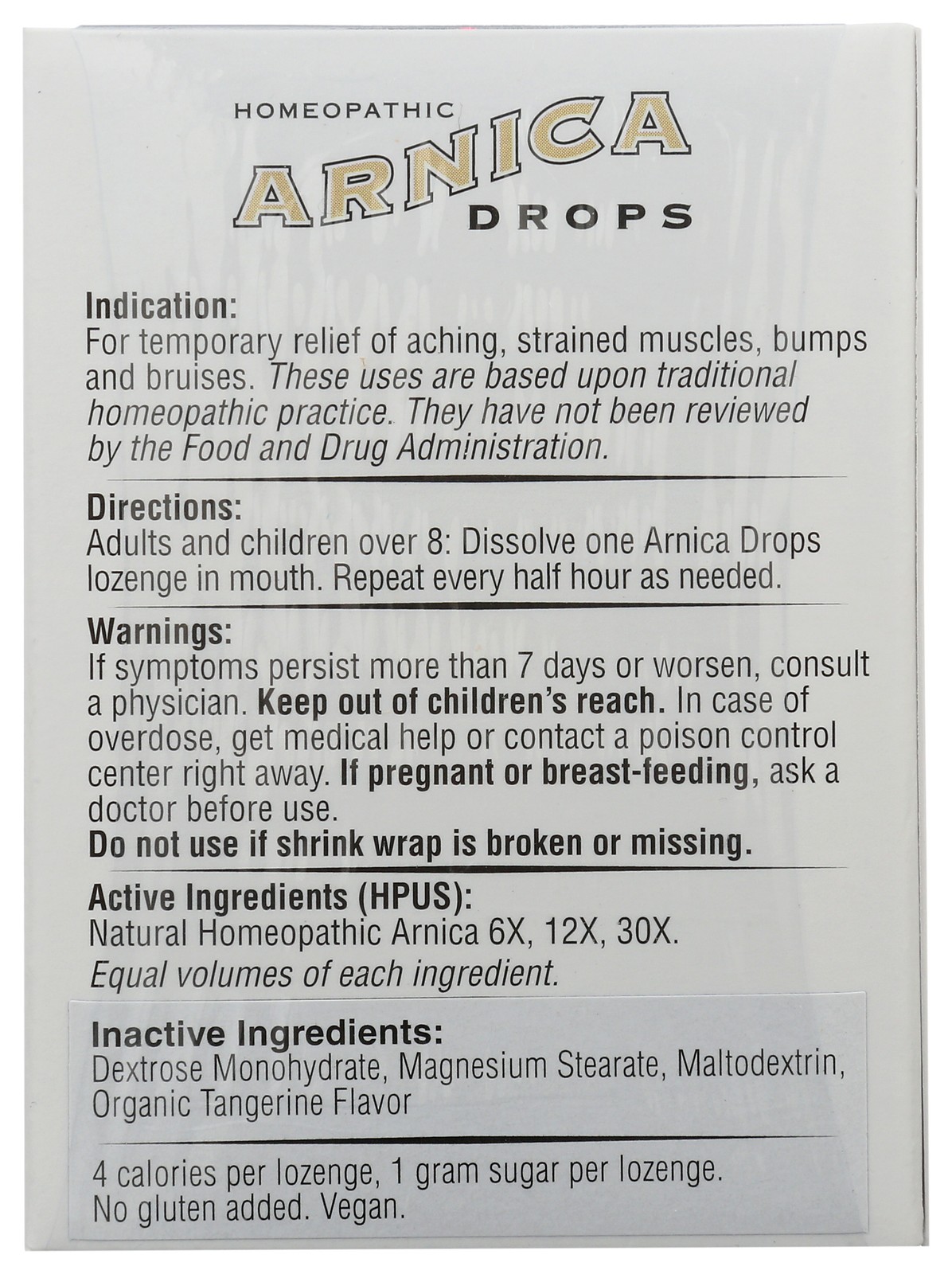 Arnica Drops Homeopathic Lozenges By Historical Remedies 30 Count 1 Gram 12 Pack