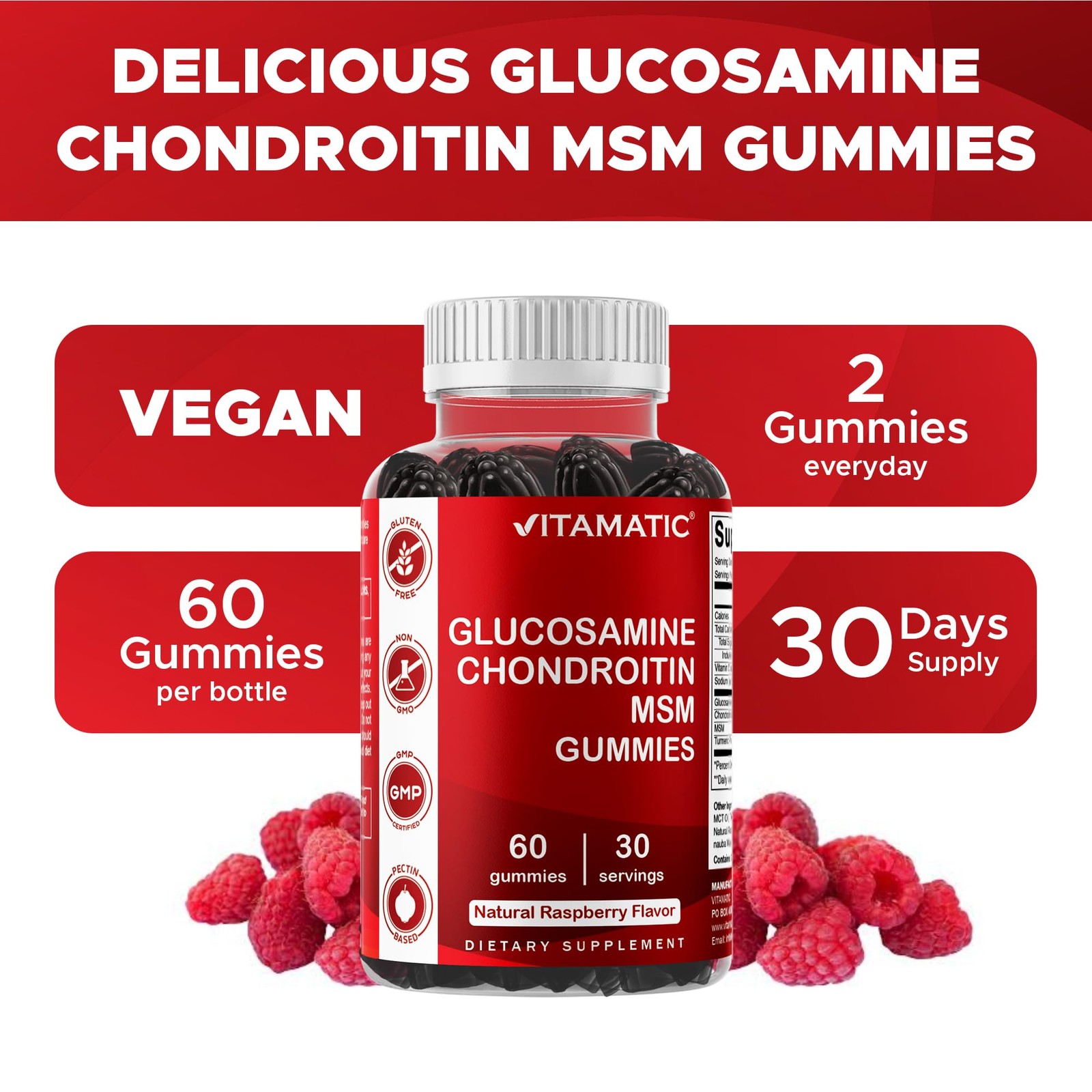 Vitamatic Glucosamine Chondroitin Gummies with MSM & 120 Count (Pack of 1)
