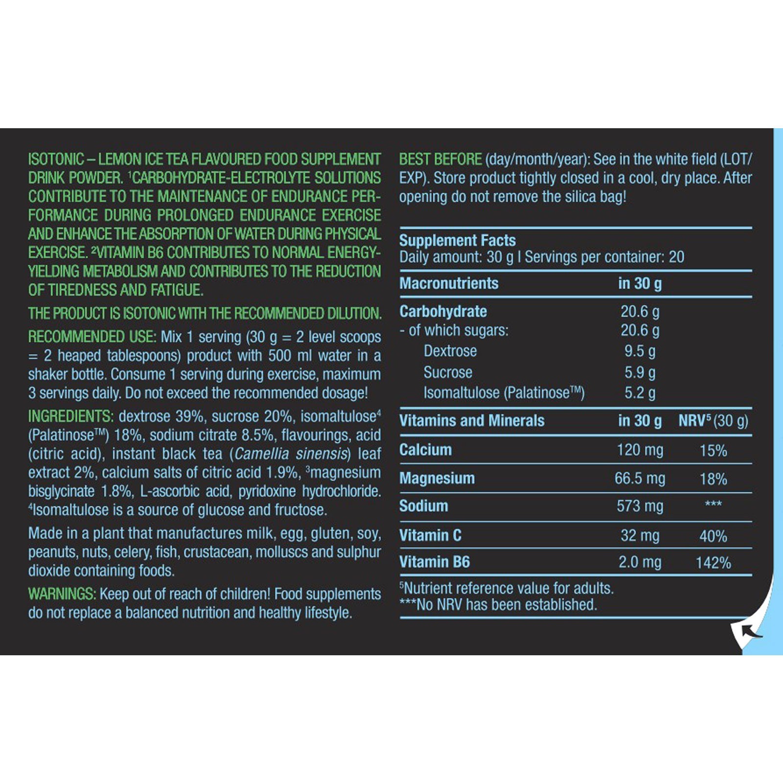 ISOTONIC – 600 g – Carbohydrates Electrolytes Training Endurance Energy Vit C, B