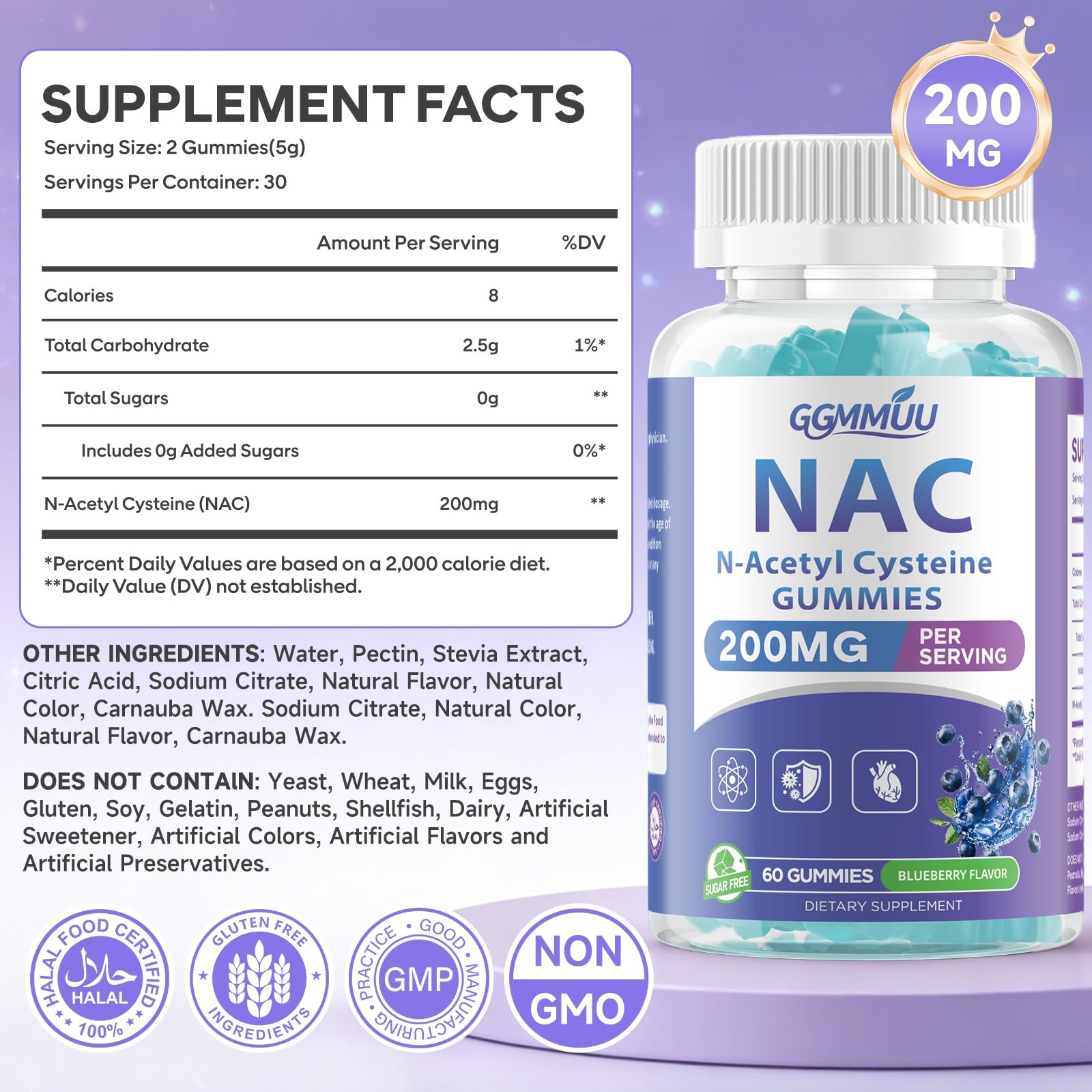 NAC Gummies for Kids & Adults, Supplement N 60 Count (Pack of 1)