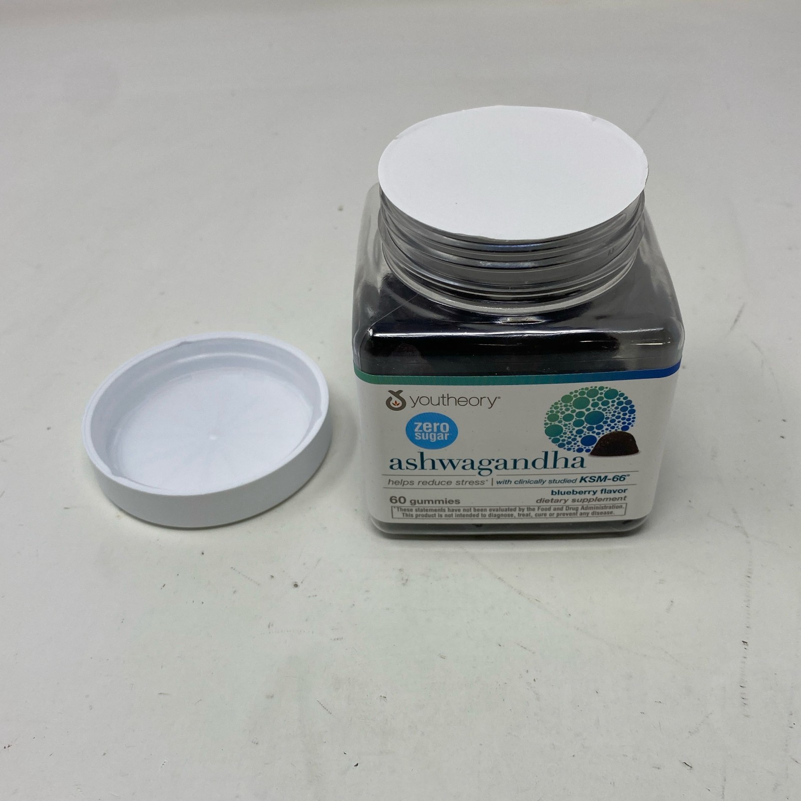 Youtheory Ashwagandha KSM-66 Blueberry Gummies, 60ct Zero Sugar