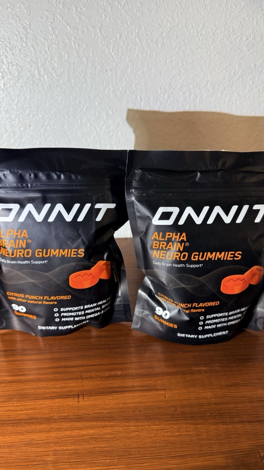 2 pack Onnit Alpha Brain Neuro Gummies Vegan No Synthetic Colors Citrus Punch 90