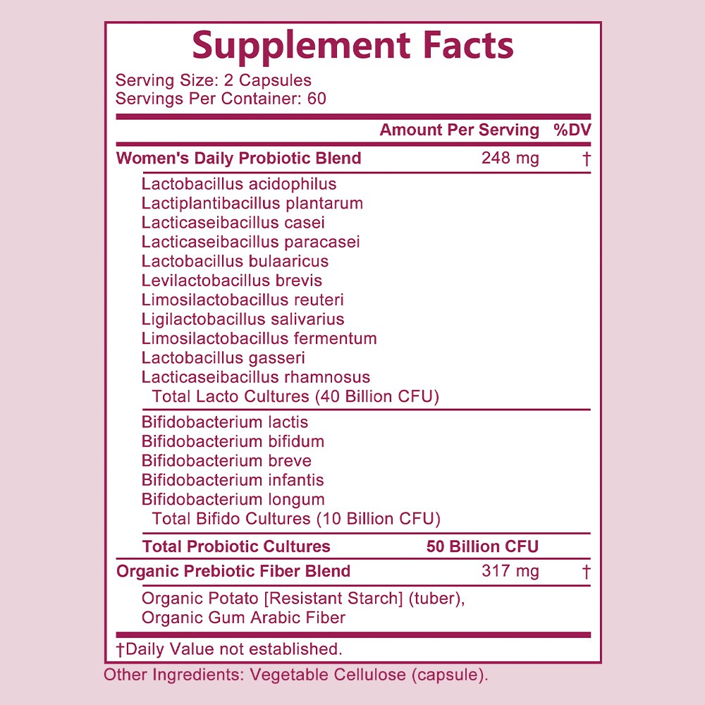 50 Billion CFU Women Probiotic Complex, Immune & Feminine Wellness 30~120 Caps