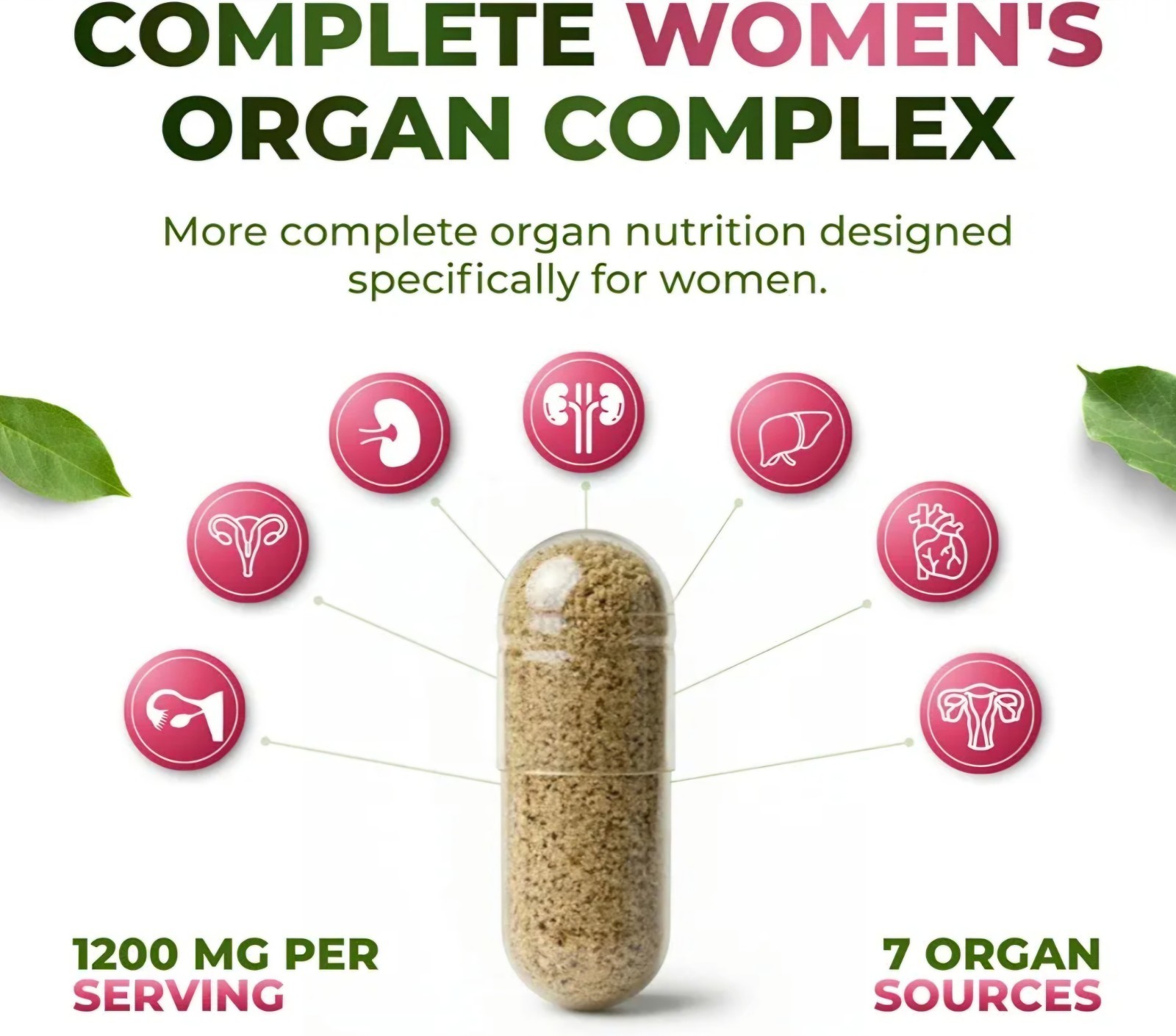 ForestLeaf Beef Organ Supplement for Women Grass Fed Complex 1200mg Women’s 120c