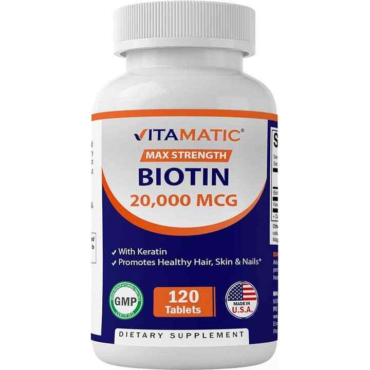 Vitamatic High Potency Biotin 20000mcg (20mg) with Keratin 100mg 120VegTabs