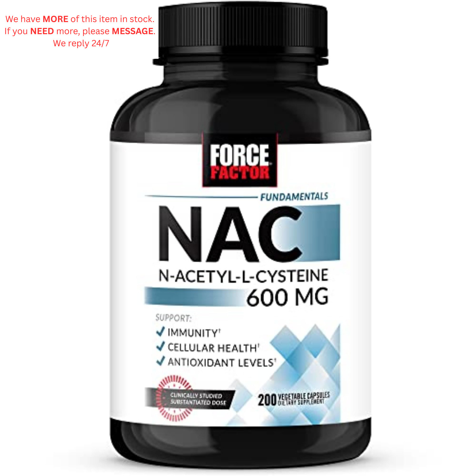Force Factor NAC 600 mg, N-Acetyl Cysteine for 200 Count (Pack of 1), White