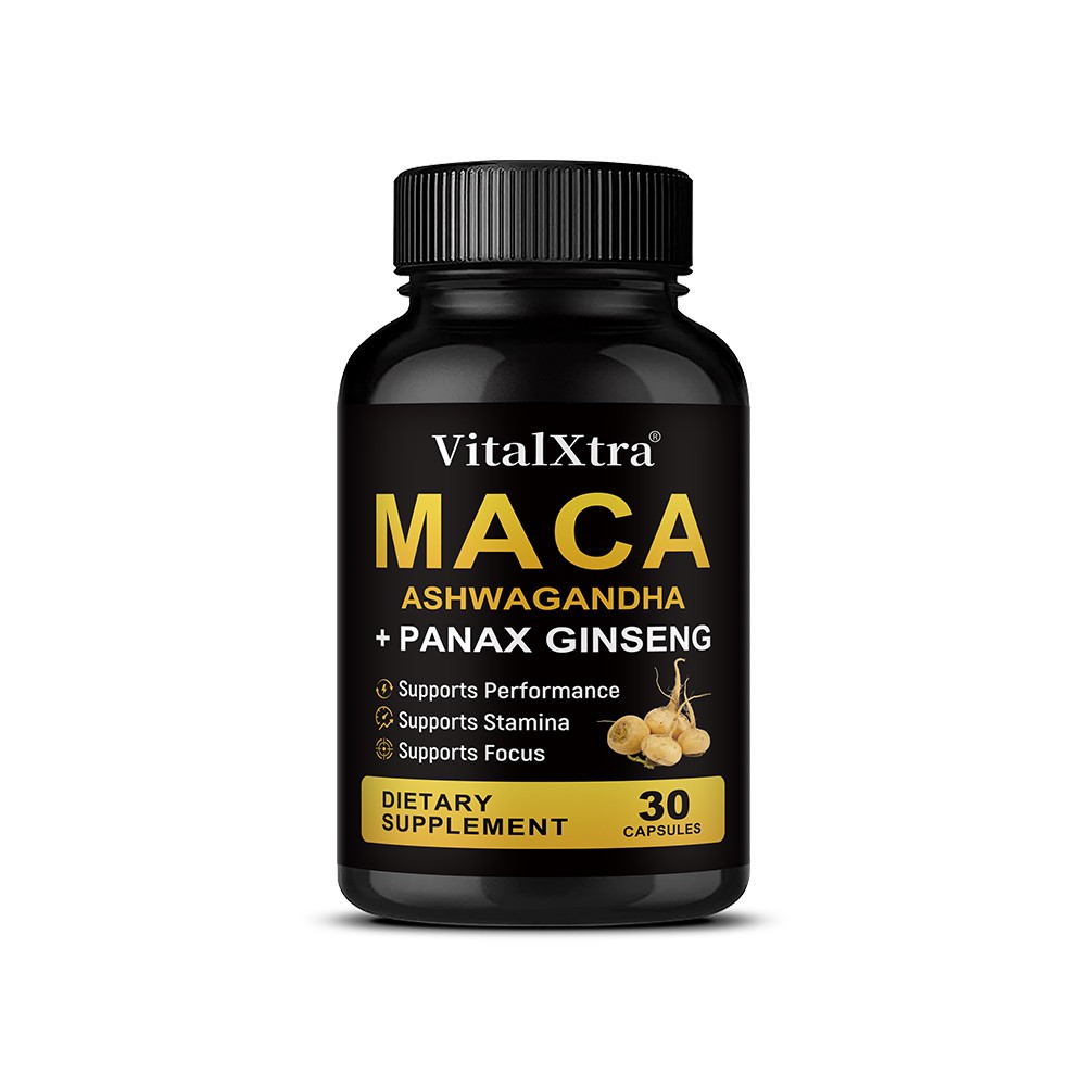 Maca Root with Ashwagandh – 2X Potency Natural Energy Booster 30/60/120 Caps