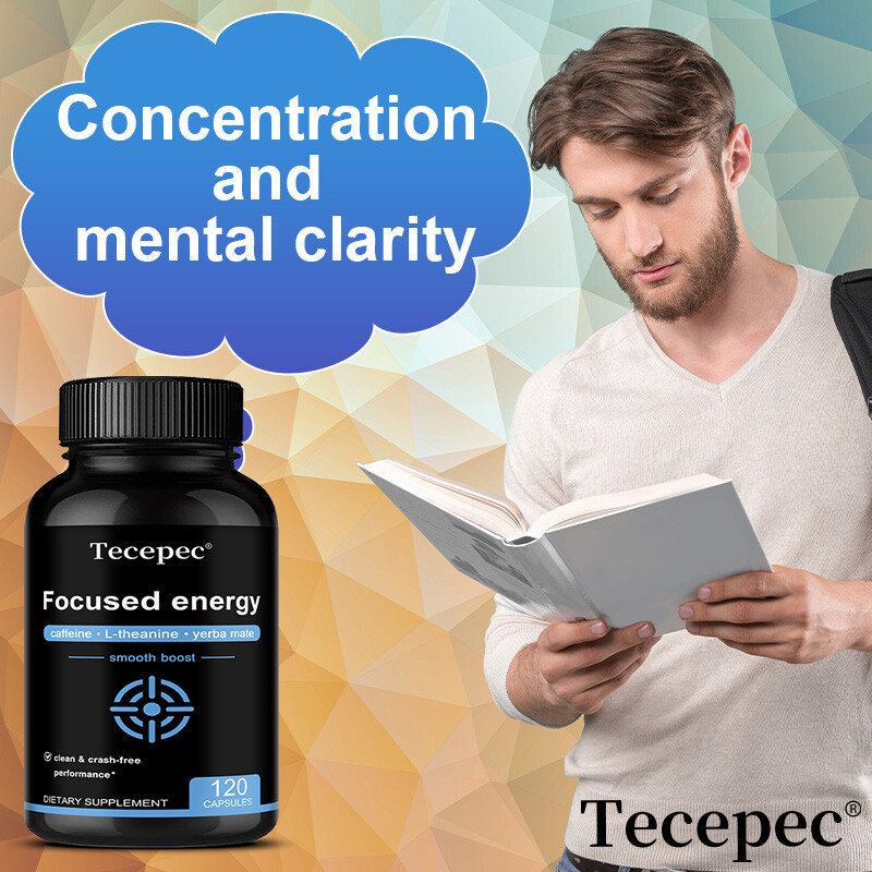 Caffeine with L-Theanine for Energy & Focus – with Yerba Mate Vegan Capsules