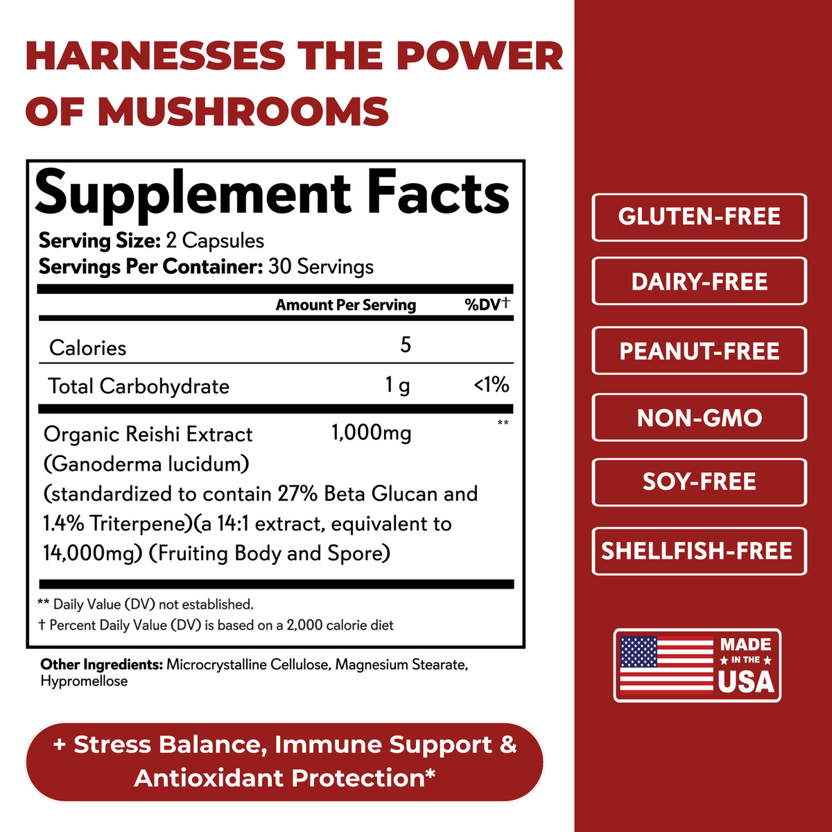Reishi Mushroom Supplement 14,000mg – Ayurveda Nootropic Red Reishi Supplement