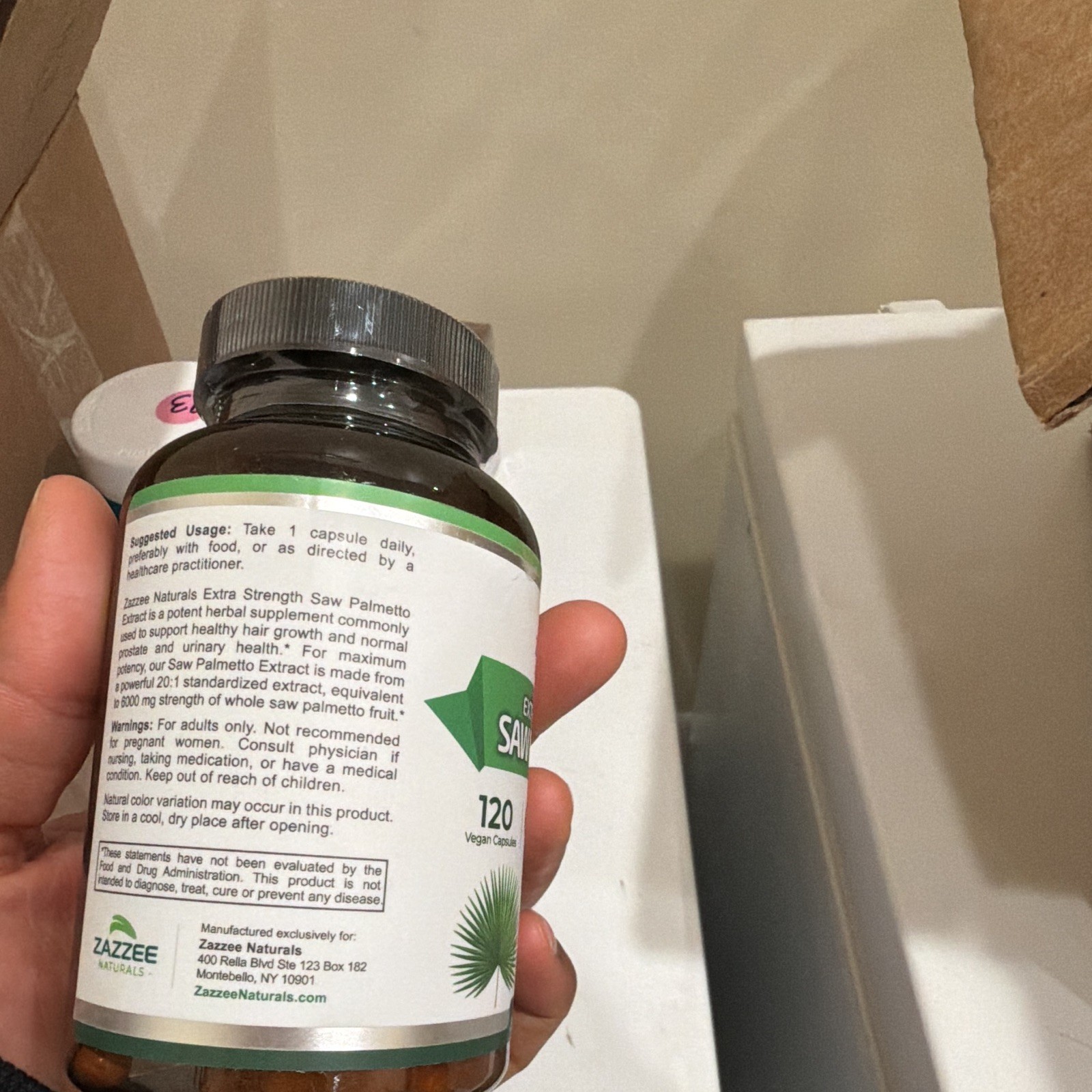 Zazzee Naturals Saw Palmetto 6000mg 20:1 Extract 120 Vegan Capsules Non GMO
