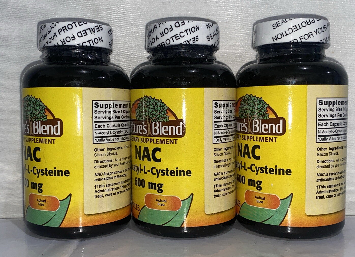 Lot Of 3-Nac Capsules 600 mg / 100 Caps Each
