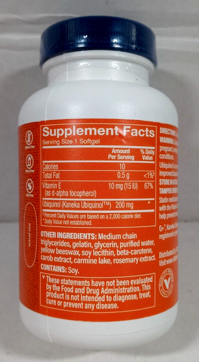 The Vitamin Shoppe Ubiquinol CoQ-10 200mg Heart Health 120 Softgels 07/2025 NEW