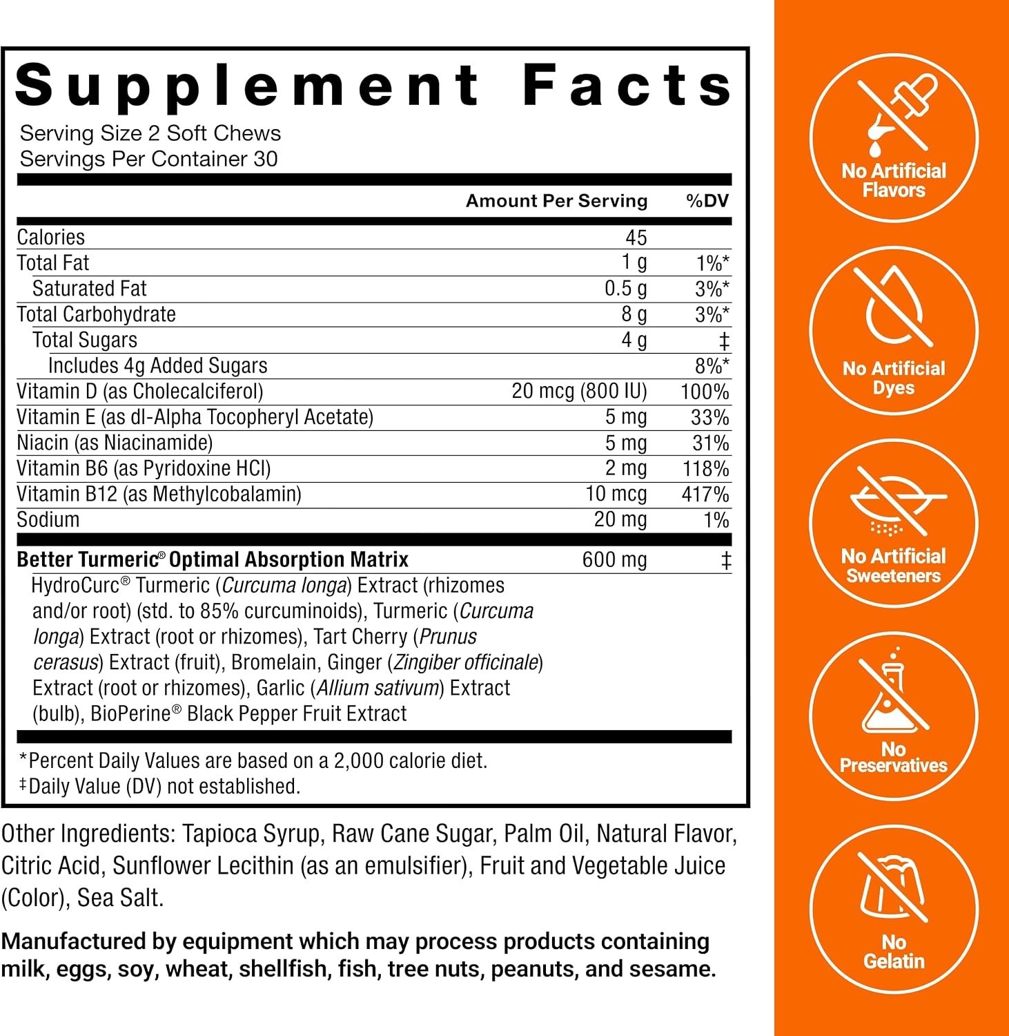 Force Factor Better Turmeric Supplement 400mg,60 Turmeric Chews