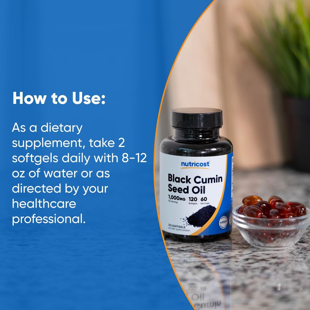 Nutricost Black Seed Oil (Cumin) – Cold Pressed, Source 120 Count (Pack of 1)
