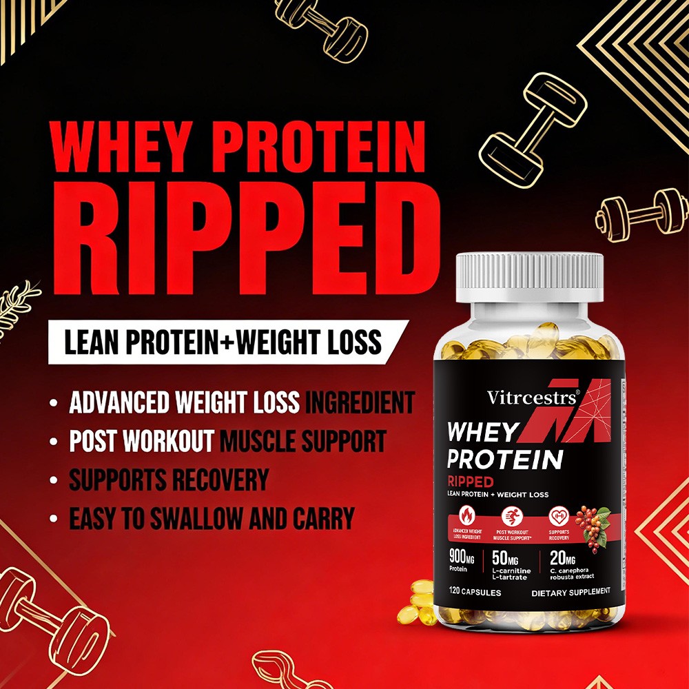Whey Protein Ripped Capsules – 900mg Protein with Green Tea Lean Muscle&Fat Loss