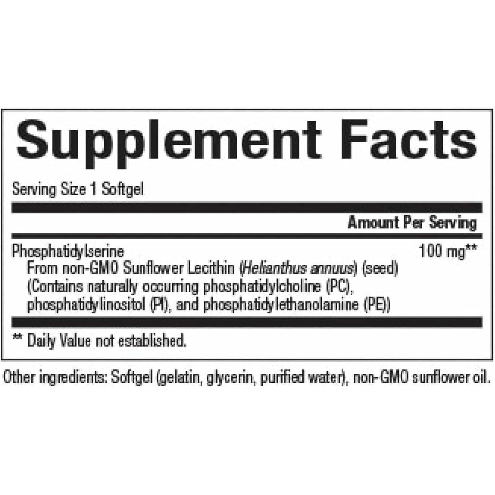 Natural Factors Phosphatidylserine Brain Functions and Memory Support 30 Softgel