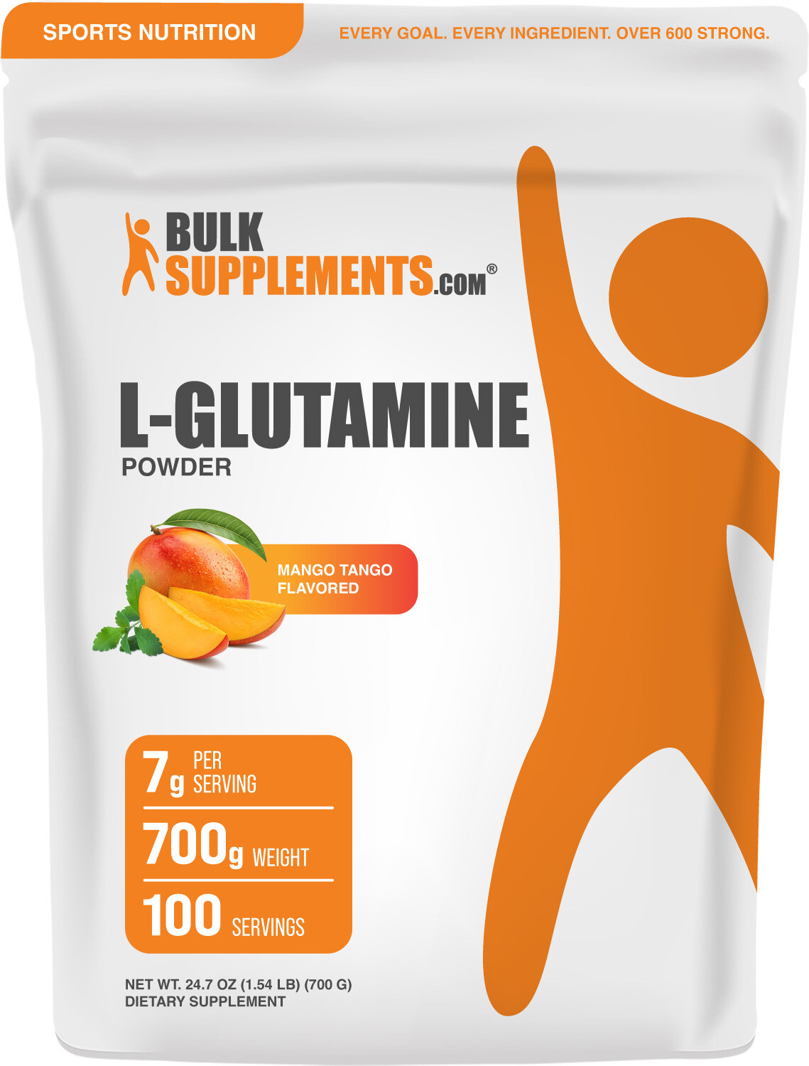 BulkSupplements L-Glutamine Powder – Mango Tango – 7g per Serving