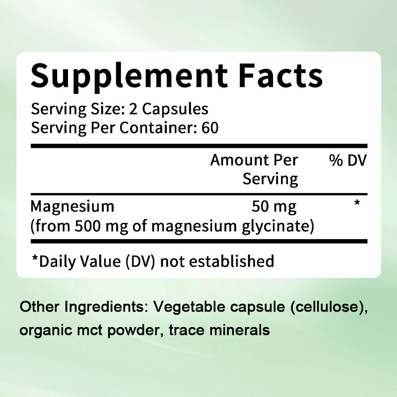 Magnesium Glycinate 500mg – Fully Chelated, High Absorption Capsules for Heart