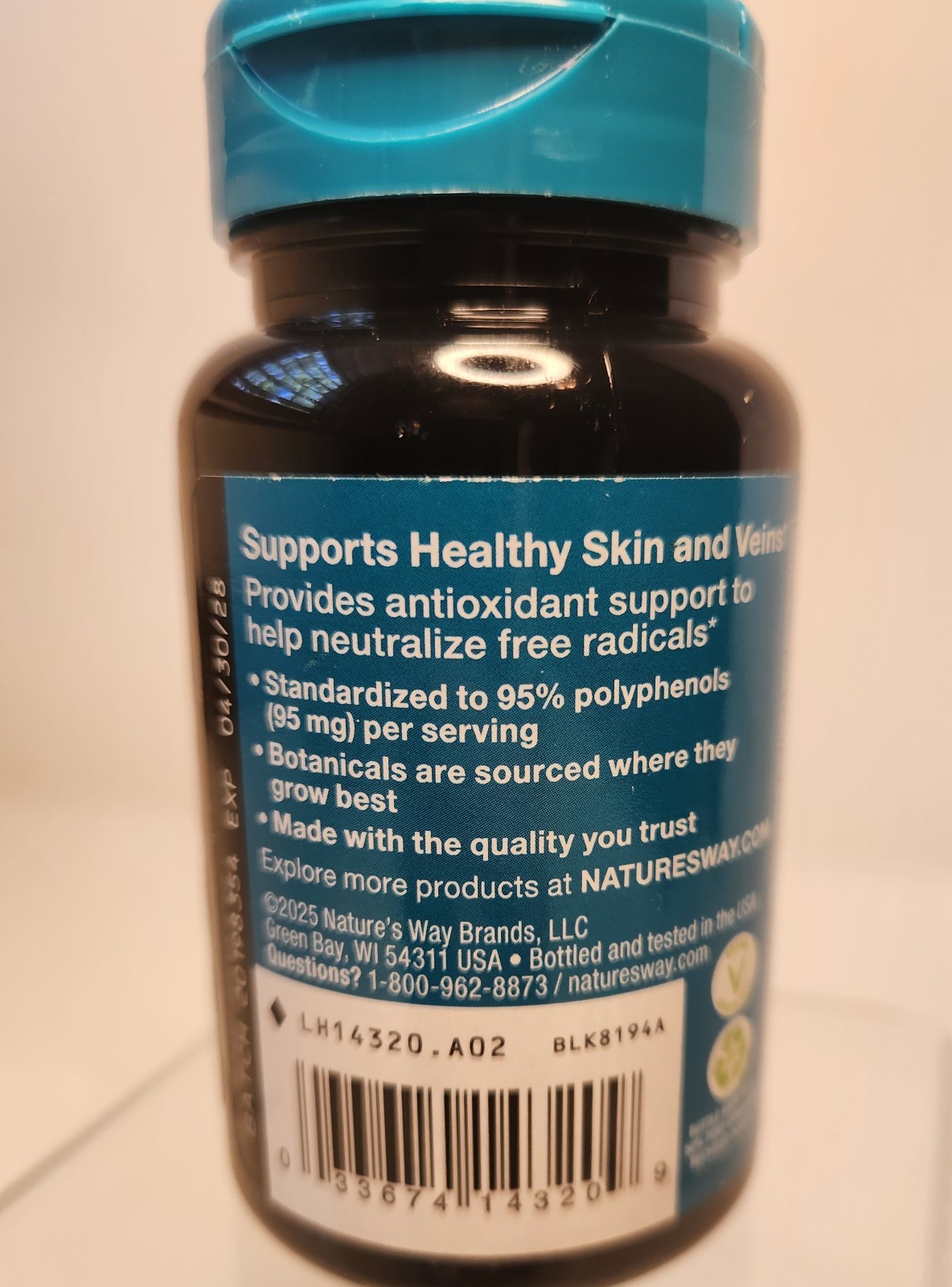 Sealed Nature’s Way Premium Extract Grape Seed 30 Vegan Capsules, Exp 4/2028