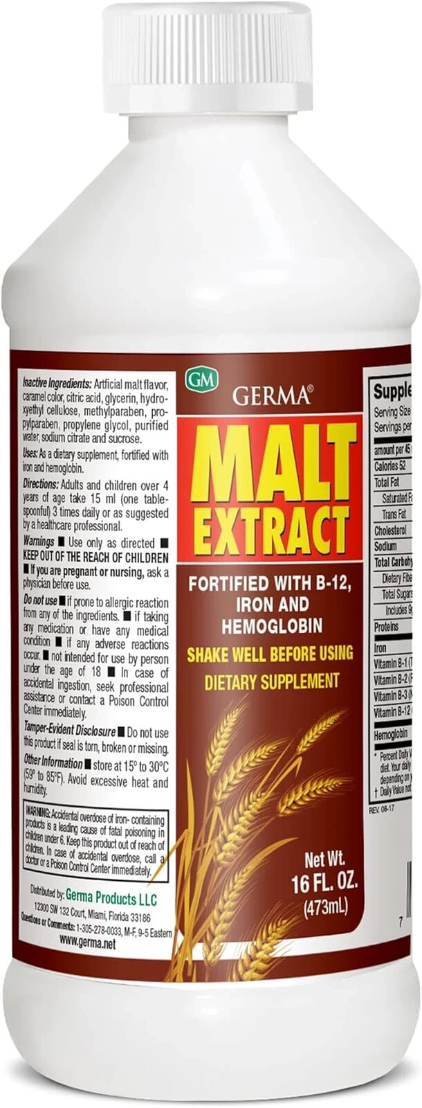 Extracto De Malta 16 Oz. Con B12 Y Hemoglobina 2-Pack
