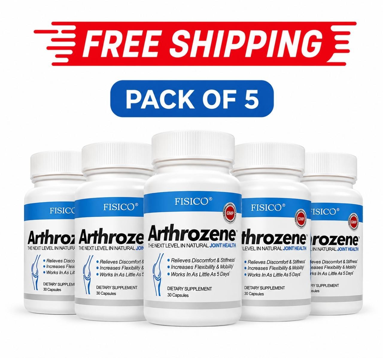 5 pack Fisico Arthrozene Natural Joint Health Supplement 30 Capsules Exp 12/28