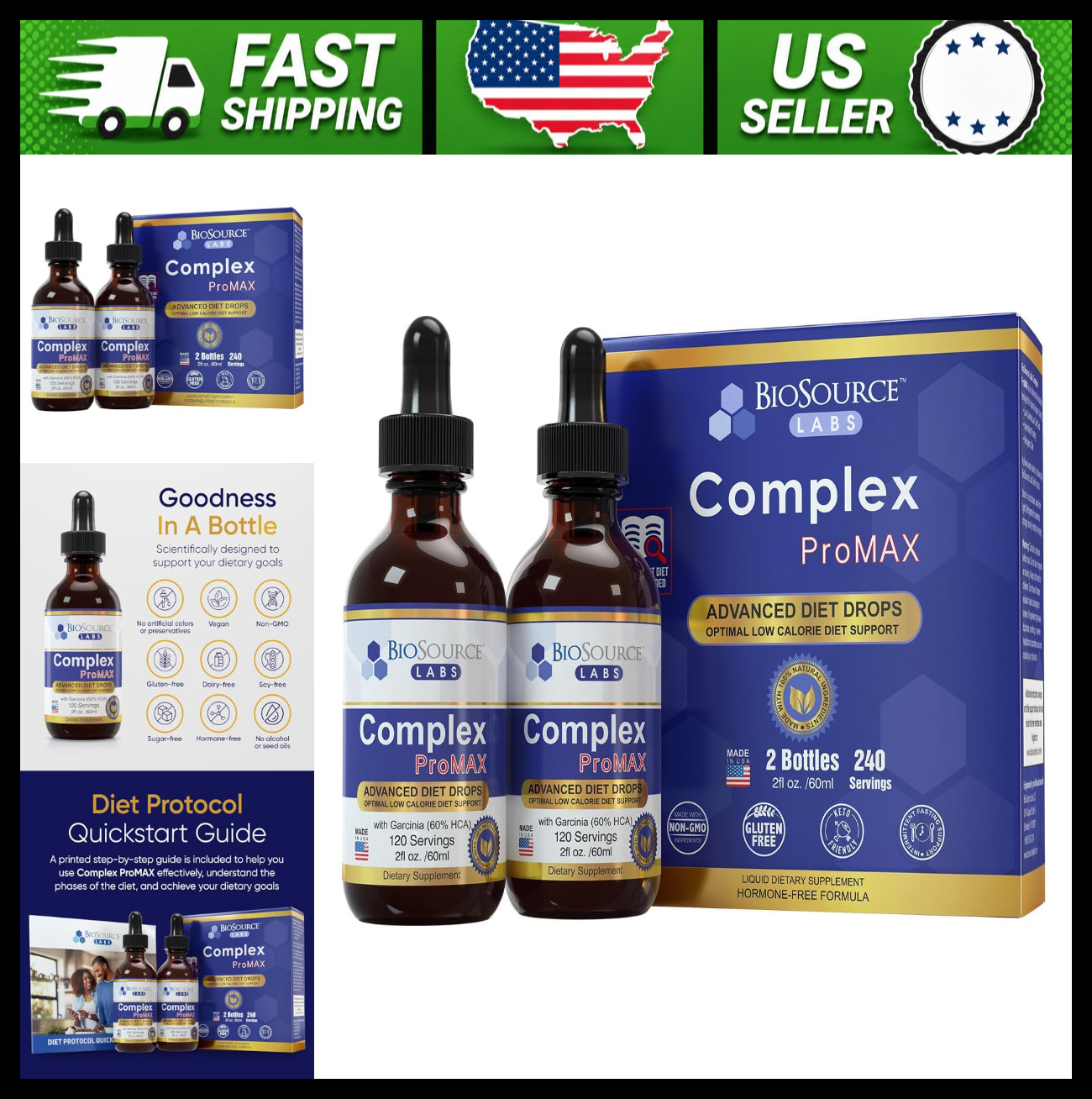 BioSource Labs Complex ProMAX Diet Drops 2 oz 2 Bottle Pack 60 Day Supply