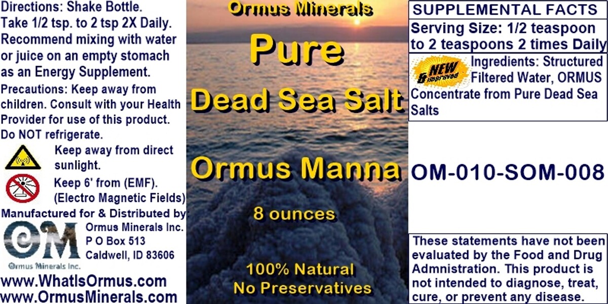 Pure Dead Sea Ormus Minerals Mental Health Immune Skin Electrolytes Energy