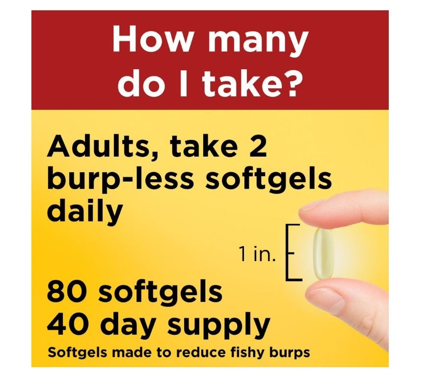 Nature Made Burp-Less Omega-3 from Fish Oil 1400 Mg Minis Softgels, 80 Count