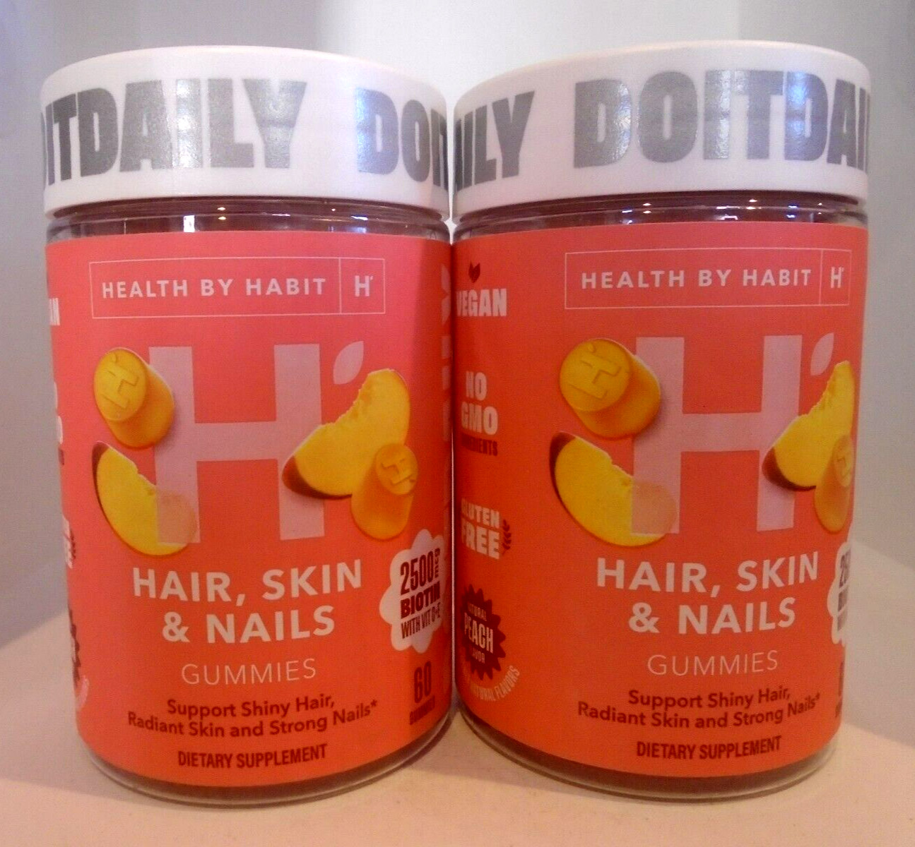 Health By Habit Hair Skin & Nails Supplement 60 Gummies 2-PACK