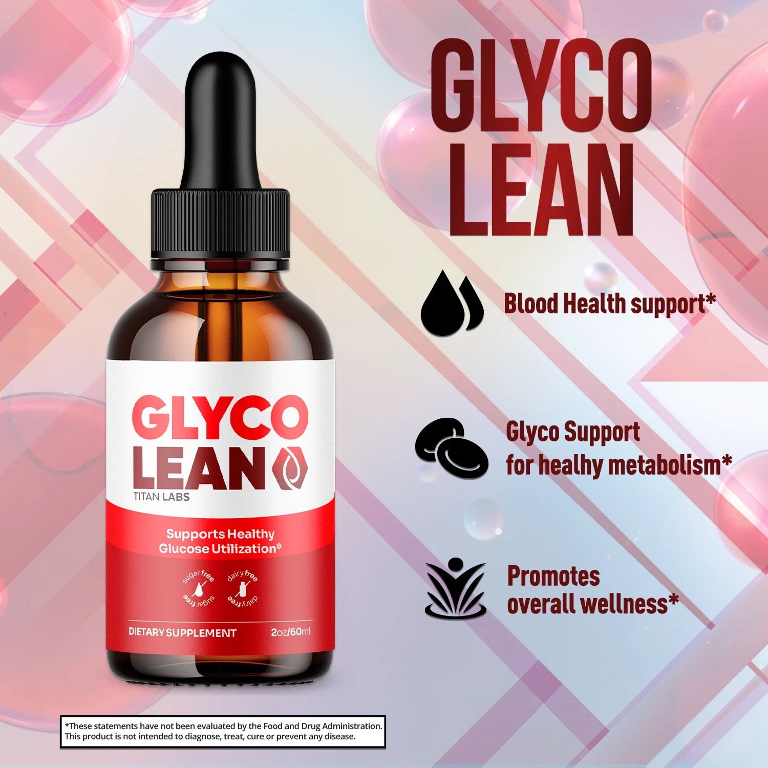 (2 Pack) Glyco Lean Blood Support Drops GlycoLean Vitamin Supplement 60 Servings